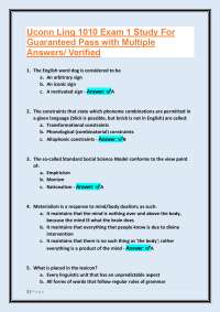 Uconn Ling 1010 Exam 1 Study Guide: Key Concepts and Multiple Choice Questions