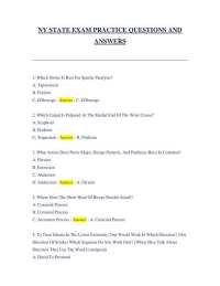 NY State Exam Practice Questions and Answers for Massage Therapy