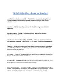 SPED 2100 Final Exam Review 100% Verified!!