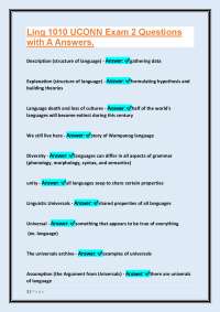 Linguistics 1010 UCONN Exam 2 Questions and Answers