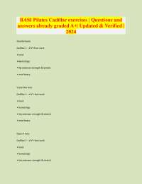 BASI Pilates Cadillac exercises | Questions and answers already graded A+| Updated & Verif