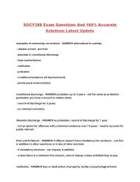 Community Corrections: Exam Questions and Solutions for SOCY388