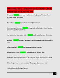 CPS 180 Exam 1 Questions and Answers 2023: Java Programming Fundamentals