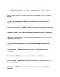 Police Power & Strategies: Exam Review for SOCY388