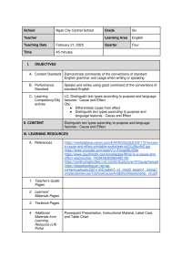detailed lesson plan for cause and effect