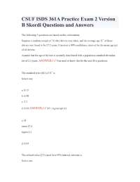 CSUF ISDS 361A Practice Exam 2 Version B Skordi Questions and Answers