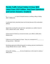Florida Traffic School Online (4-Hour BDI) Latest Exam 2025 Edition. Real Exam Quizs & Ans