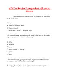 pHR Certification Prep Questions and Answers