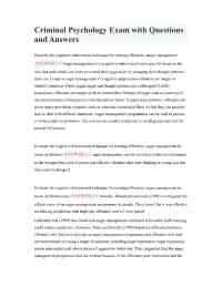 Criminal Psychology Exam with Questions and Answers
