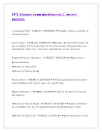IVY Finance Exam Questions and Answers: Accounting and Financial Analysis