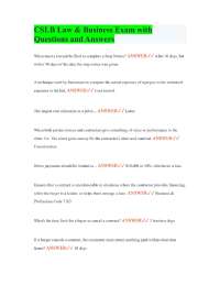 CSLB Law & Business Exam with Questions and Answers