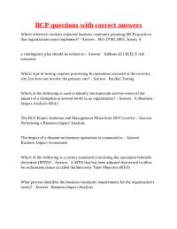 Business Continuity Planning (BCP) Questions and Answers