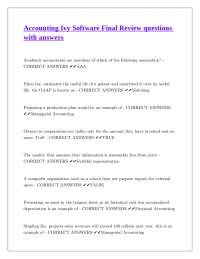 Accounting Ivy Software Final Review Questions with Answers