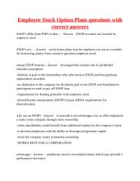 Employee Stock Option Plans (ESOPs): Questions and Answers