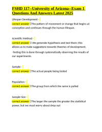 FSHD 117 Exam 1 Questions and Answers: Lifespan Development