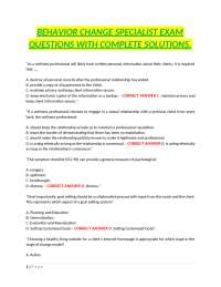 Behavior Change Specialist Exam Questions with Complete Solutions
