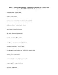 Honors Chemistry Lab Equipment: Comprehensive Questions and Answers