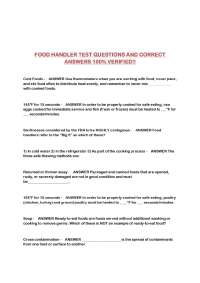 FOOD HANDLER TEST QUESTIONS AND CORRECT ANSWERS 100% VERIFIED!!