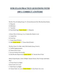 Dietetics Exam Practice Questions with Answers