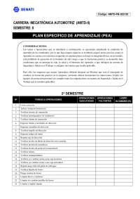 Plan Específico de Aprendizaje (PEA) para Mecatrónica Automotriz