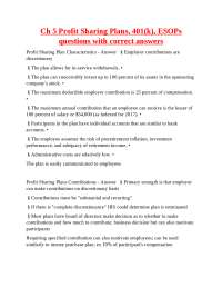 Profit Sharing Plans, 401(k), and ESOPs: Questions and Answers