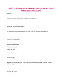 Chapter 17 Nutrition Care (Williams basic Nutrition and Diet Therapy edition 16)Q&A 100% C