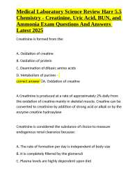 Medical Laboratory Science Review: Chemistry - Creatinine, Uric Acid, BUN, and Ammonia