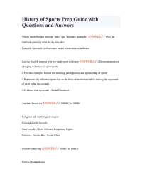 History of Sports Prep Guide with Questions and Answers