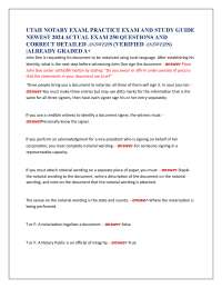 Utah Notary Exam Practice Questions and Answers