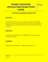 NYSDEC PESTICIDE APPLICATORS EXAM STUDY GUIDE   QUESTIONS AND ANSWERS 2025