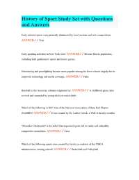 History of Sport Study Set with Questions and Answers
