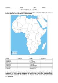 VERIFICA DI GEOGRAFIA SU AFRICA FISICA E POLITICA A DOMANDE CHIUSE E APERTE
