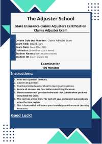 Insurance Claims Adjuster Exam Review Questions and Answers
