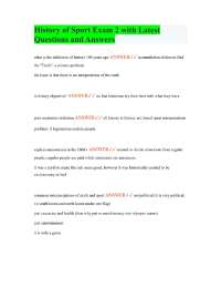 History of Sport Exam 2 with Latest Questions and Answers