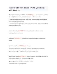 History of Sport Exam 1 with Questions and Answers