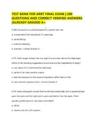 TEST BANK FOR ARRT FINAL EXAM | 200 QUESTIONS AND CORRECT VERIFIED ANSWERS |ALREADY GRADED