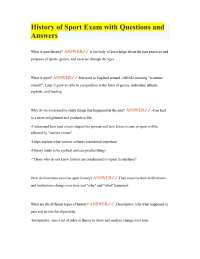 History of Sport Exam with Questions and Answers