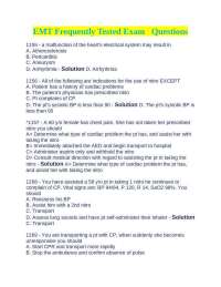 EMT Frequently Tested Exam Questions: Cardiac Emergencies