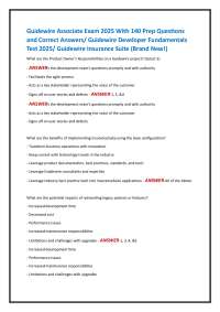 Guidewire Associate Exam 2025 With 140 Prep Questions  and Correct Answers/ Guidewire Deve