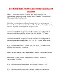Food Handlers Practice Questions and Answers