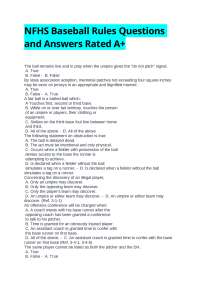 NFHS Baseball Rules Questions and Answers