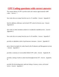 CPT Coding Exercises and Questions