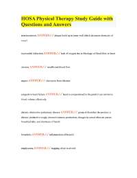 HOSA Physical Therapy Study Guide with Questions and Answers