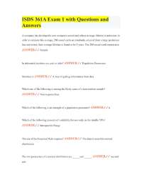 ISDS 361A Exam 1 with Questions and Answers