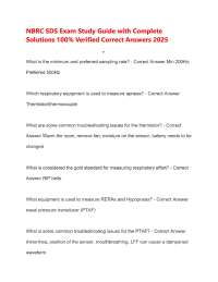 NBRC SDS Exam Study Guide with Complete Solutions 100% Verified Correct Answers 2025