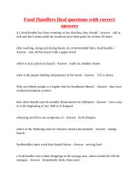 Food Handlers Final Questions and Answers