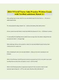 2024 NNAAP Nurse Aide Practice Written Exam with Verified solutions| Rated A+
