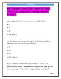 MIC- Patient Handling and Safety Test Bank: Questions & Correct Answers