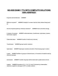 Enzymes, Membranes, and Hormones: A Comprehensive Study Guide for NS 4320 Exam 1