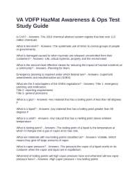 VA VDFP HazMat Awareness & Operations Test Study Guide
